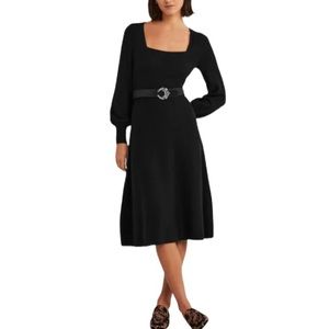 Boden Melange Wool Blend Square Neck Knit Dress 6P S Small